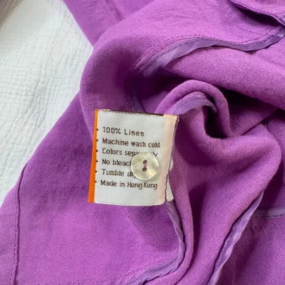 Fridaze Linen Button Blouse Purple Women’s XS Lagenlook Resort Coastal Vacation - Picture 10 of 15
